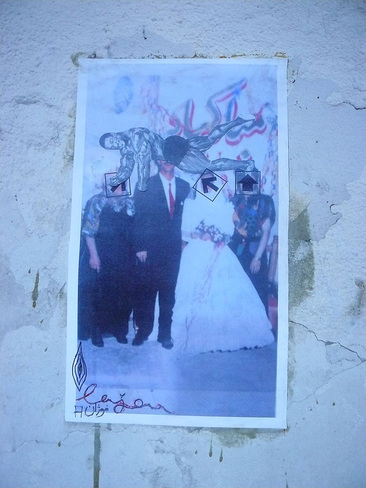 Collages Made Out of Old Wedding Family Photographs and Made Huge Photocopies, left on the walls, 2013
